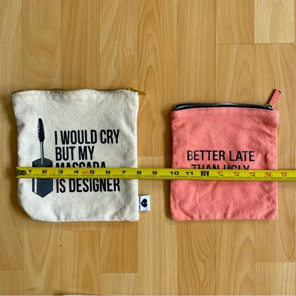 Snarky Funny cosmetic makeup bags Canvas jewelry travel bag zippered pouch 2 ct - Picture 5 of 9